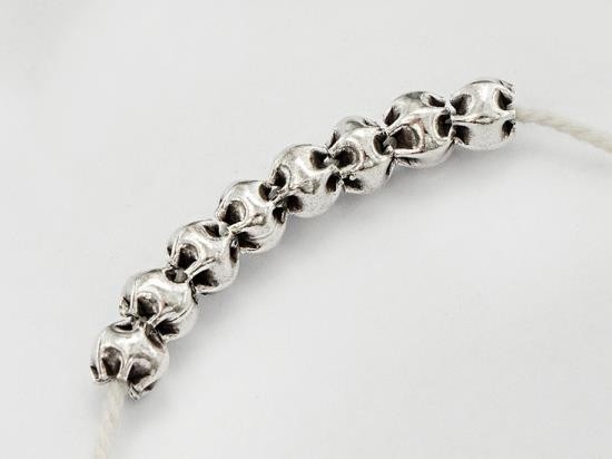 8 of Karen Hill Tribe Silver Pleat Beads 7x5.5 mm. ,Lightly Oxidized.