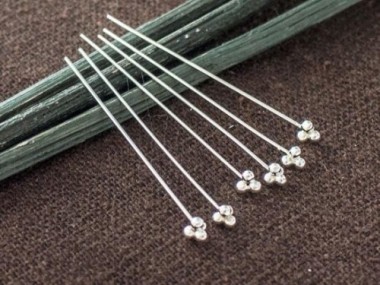 925 Sterling Silver Head Pins 0.5x30 mm.