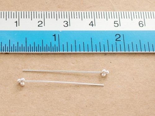 20 of 925 Sterling Silver Head Pins 0.5x30 mm. 25 AWG