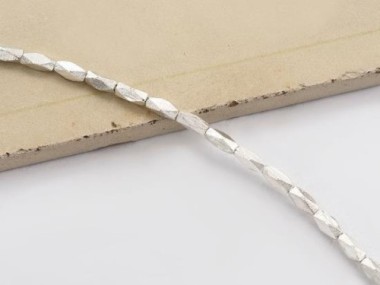 Karen Hill Tribe Silver Faceted Oval Beads 2.5x5.5mm.