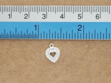 925 Sterling Silver Cubic Zirconia Heart Charms 8.5 mm.