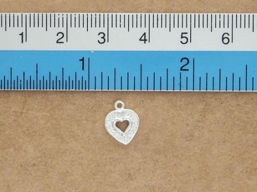 2 of 925 Sterling Silver Cubic Zirconia Heart Charms 8.5 mm.