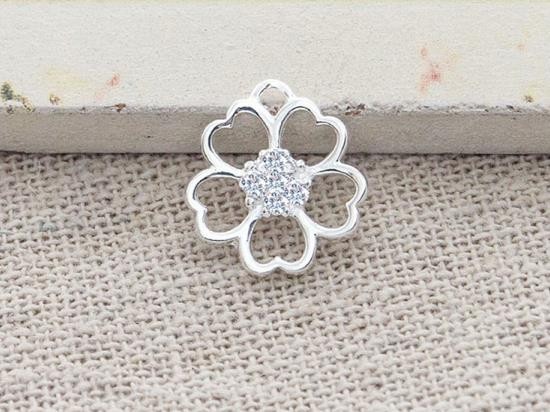 1 of 925 Sterling Silver Cubic Zirconia Flower Charm 11.5mm.