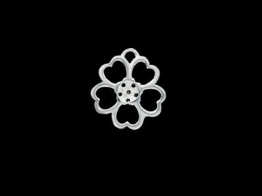 925 Sterling Silver Cubic Zirconia Flower Charm 11.5mm.