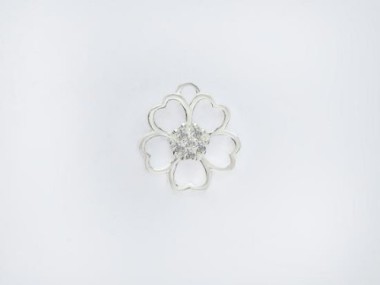 925 Sterling Silver Cubic Zirconia Flower Charm 11.5mm.