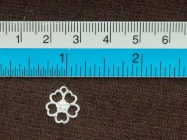 925 Sterling Silver Cubic Zirconia Flower Charm 11.5mm.