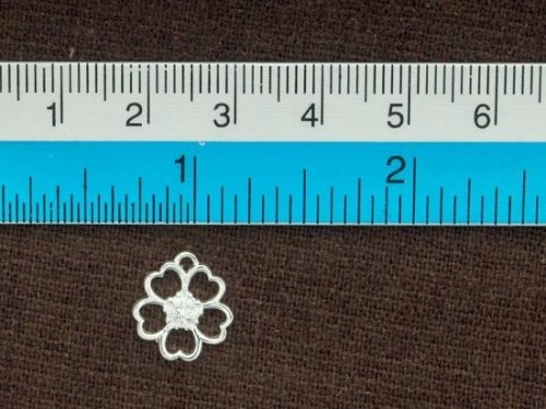 1 of 925 Sterling Silver Cubic Zirconia Flower Charm 11.5mm.