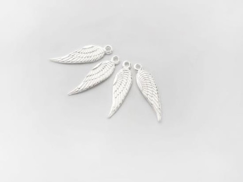 4 of 925 Sterling Silver Angel Wing Charms 5x16mm.