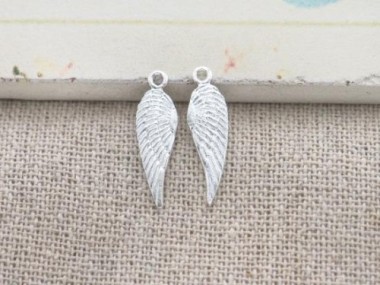 925 Sterling Silver Angel Wing Charms 5x16mm.