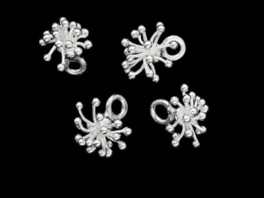 Karen Hill Tribe Silver Flower Charms 7x11.5 mm.