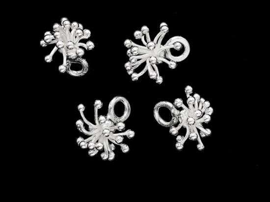 4 of Karen Hill Tribe Silver Flower Charms 7x11.5 mm.