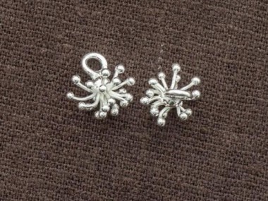 Karen Hill Tribe Silver Flower Charms 7x11.5 mm.