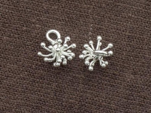 4 of Karen Hill Tribe Silver Flower Charms 7x11.5 mm.