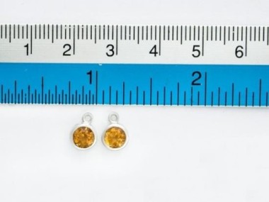 Natural Round Citrine & Sterling Silver Bezeled Charms 6mm.