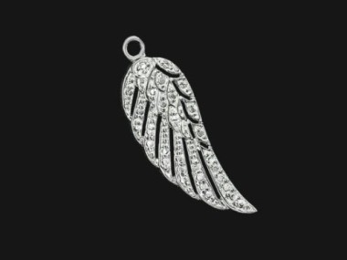 925 Sterling Silver Angel Wing Pendant 8x22 mm.