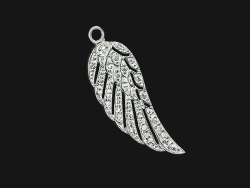 1 of 925 Sterling Silver Angel Wing Pendant 8x22 mm.