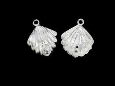 925 Sterling Silver Cubic Zirconia Shell Charms 11 mm.