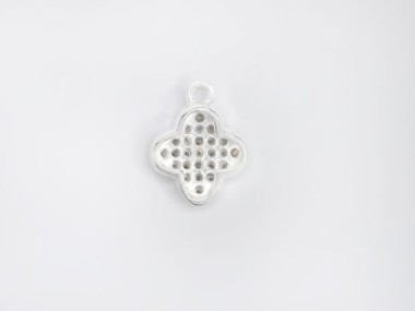 925 Sterling Silver Cubic Zirconia Clover Charm 9mm.