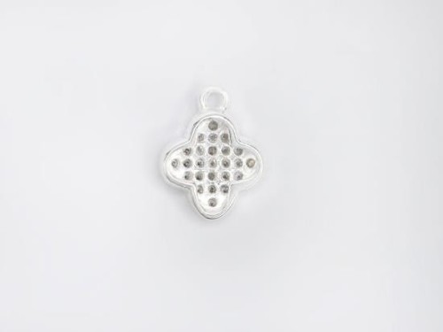 1 of 925 Sterling Silver Cubic Zirconia Clover Charm 9mm.