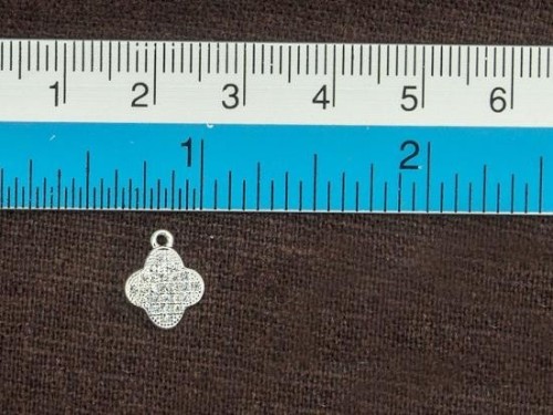 1 of 925 Sterling Silver Cubic Zirconia Clover Charm 9mm.