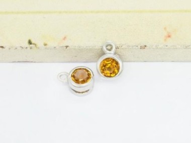 Natural Round Citrine & Sterling Silver Bezeled Charms 5 mm.