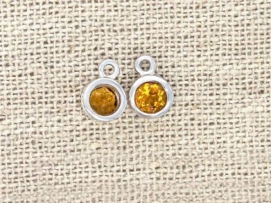 Natural Round Citrine & Sterling Silver Bezeled Charms 5 mm.