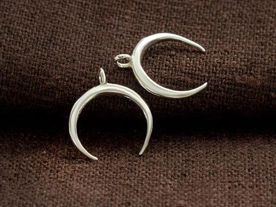 2 of 925 Sterling Silver Crescent Moon Pendants 12x10 mm. Polished finish