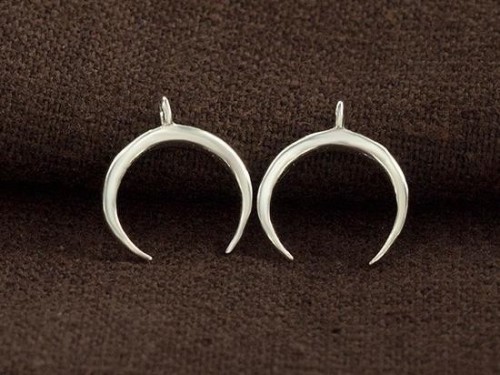 2 of 925 Sterling Silver Crescent Moon Pendants 12x10 mm. Polished finish