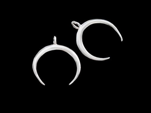 2 of 925 Sterling Silver Crescent Moon Pendants 12x10 mm. Polished finish