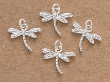 925 Sterling Silver Small Dragonfly Charms 8x11.5mm.