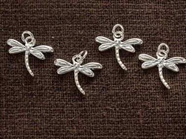 925 Sterling Silver Small Dragonfly Charms 8x11.5mm.