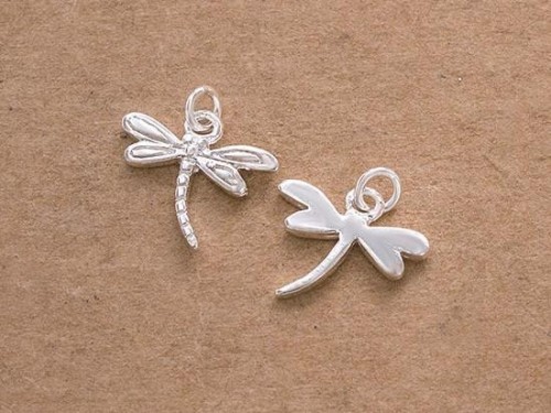 4 of 925 Sterling Silver Small Dragonfly Charms 8x11.5mm.