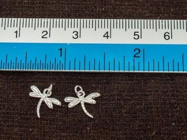 925 Sterling Silver Small Dragonfly Charms 8x11.5mm.