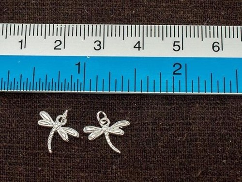 4 of 925 Sterling Silver Small Dragonfly Charms 8x11.5mm.