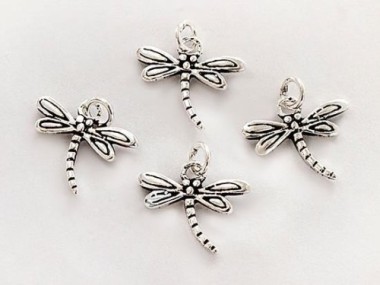 925 Sterling Silver Small Dragonfly Charms 8x11.5mm.