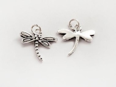 925 Sterling Silver Small Dragonfly Charms 8x11.5mm.