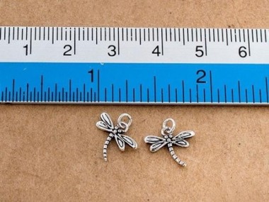 925 Sterling Silver Small Dragonfly Charms 8x11.5mm.