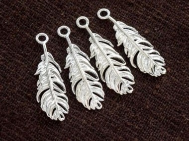 925 Sterling Silver Feather Charms 7x20 mm.