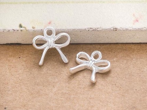 2 of 925 Sterling Silver Bow Charms, Ribbon Charm 9x7.5 mm.