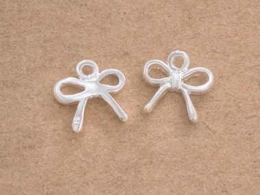 925 Sterling Silver Bow Charms, Ribbon Charm 9x7.5 mm.