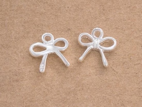 2 of 925 Sterling Silver Bow Charms, Ribbon Charm 9x7.5 mm.