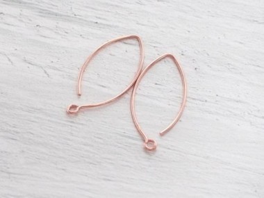 925 Sterling Silver Rose Gold Vermeil Style Earwires 12x28mm.