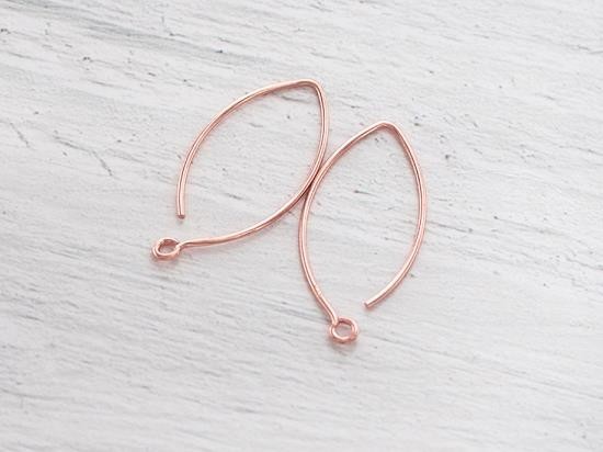 2 pairs of 925 Sterling Silver Rose Gold Vermeil Style Earwires 12x28mm.