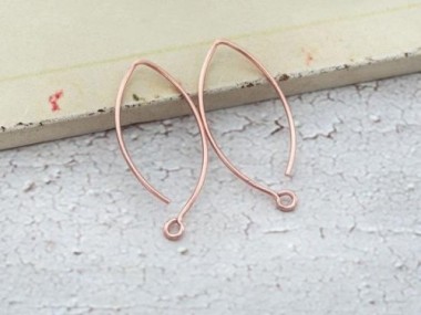 925 Sterling Silver Rose Gold Vermeil Style Earwires 12x28mm.