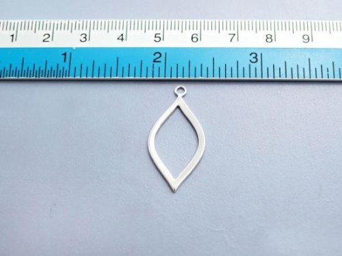 2 of 925 Sterling Silver Marquise Drop Pendants 15x27 mm. Polish Finished