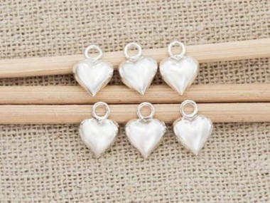 925 Sterling Silver Heart Charms 6 mm.