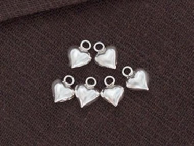 925 Sterling Silver Heart Charms 6 mm.