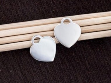 925 Sterling Silver Heart Charms 12x14mm.