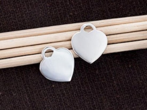 2 of 925 Sterling Silver Heart Charms 12x14mm.