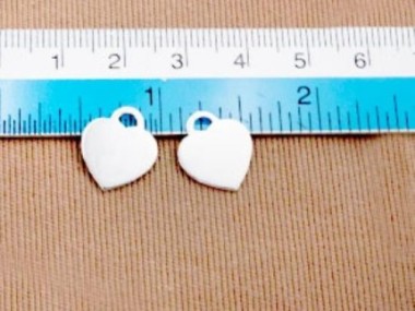 925 Sterling Silver Heart Charms 12x14mm.